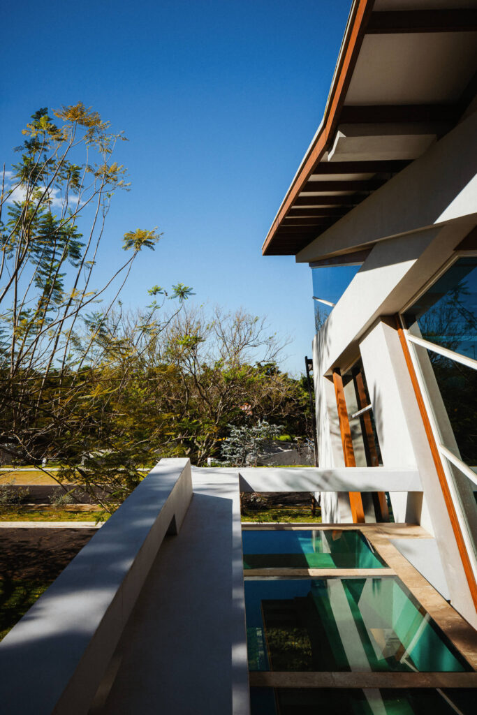 Faceted glass diamond exterior of Alianz Loft among the trees
